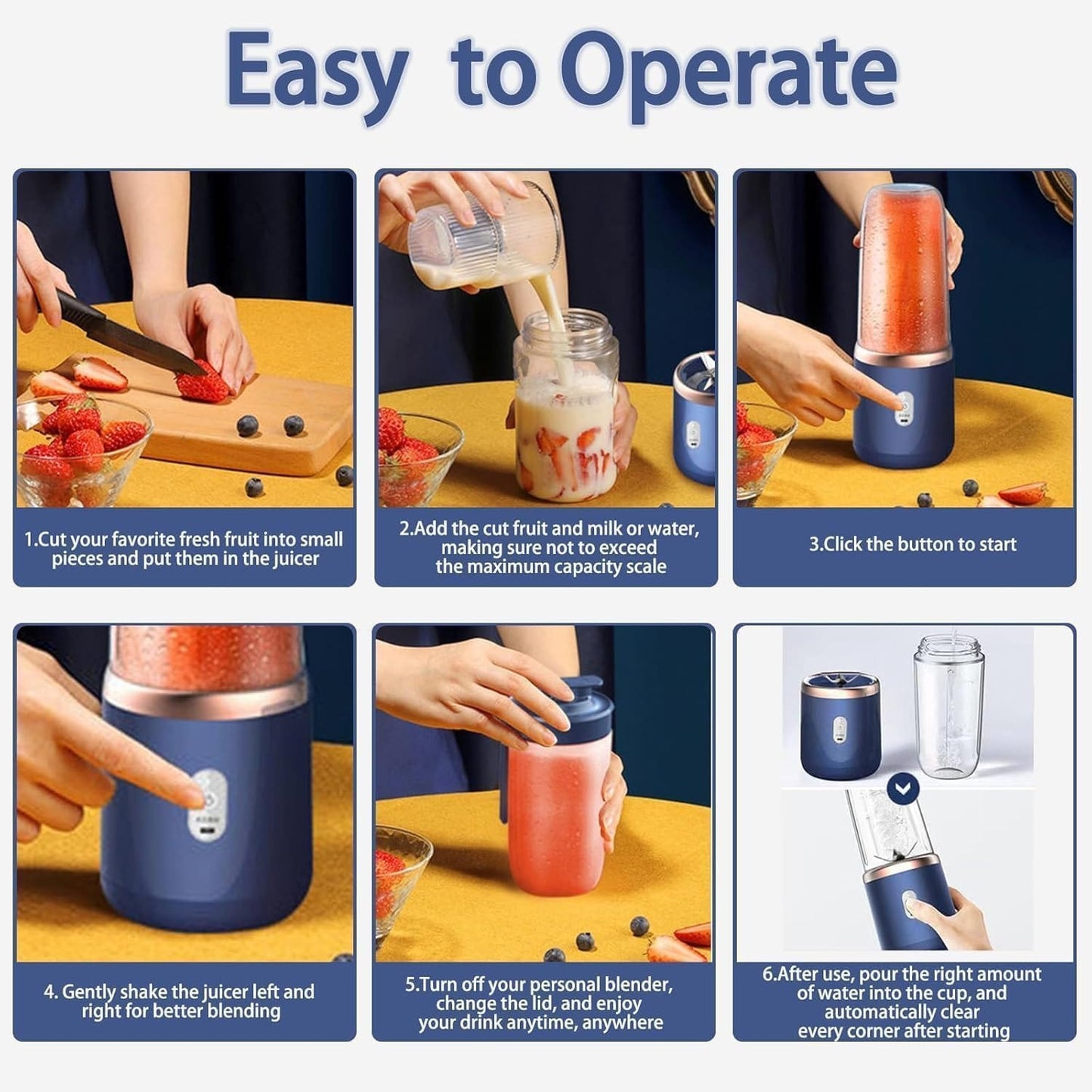 Mini Rechargeable Blender for Smoothies & Shakes