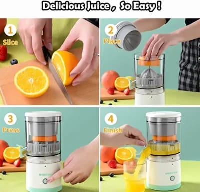 Electric Orange Juicer Machine, Wireless Citrus Press Juicer, Manual Mosambi Juice Maker, Instant Juice Machine For Fruit, 400ML Capacity - 45W Mini Portable Juicers