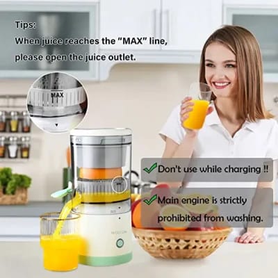 Electric Orange Juicer Machine, Wireless Citrus Press Juicer, Manual Mosambi Juice Maker, Instant Juice Machine For Fruit, 400ML Capacity - 45W Mini Portable Juicers