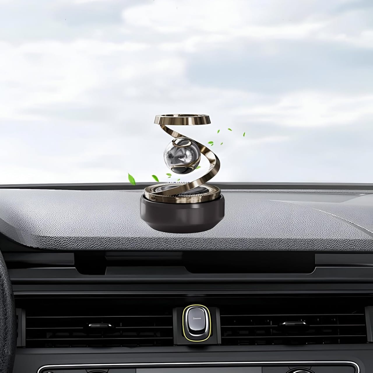 Solar Rotating Car Air Freshener – Refillable Dashboard Air Purifier, Stylish Autorotation Decoration for Car Interior, Eco-Friendly Fragrance Diffuser