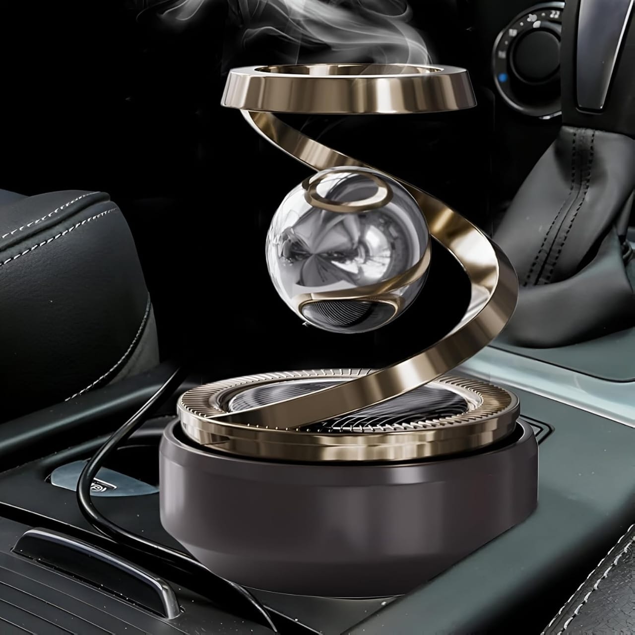 Solar Rotating Car Air Freshener – Refillable Dashboard Air Purifier, Stylish Autorotation Decoration for Car Interior, Eco-Friendly Fragrance Diffuser