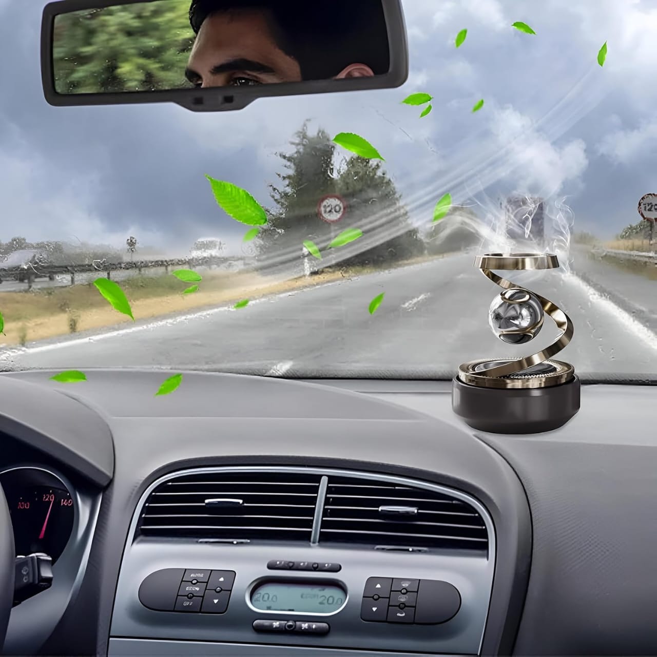 Solar Rotating Car Air Freshener – Refillable Dashboard Air Purifier, Stylish Autorotation Decoration for Car Interior, Eco-Friendly Fragrance Diffuser