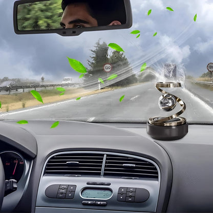 Solar Rotating Car Air Freshener – Refillable Dashboard Air Purifier, Stylish Autorotation Decoration for Car Interior, Eco-Friendly Fragrance Diffuser