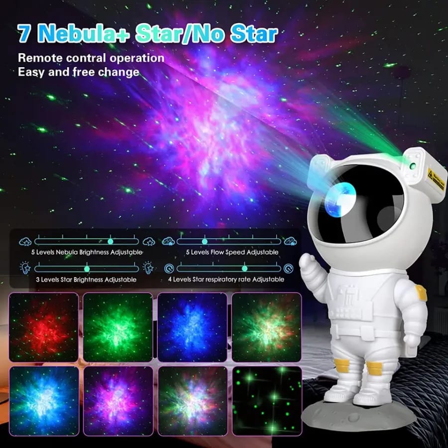 USB ASTRONAUT GALAXIES NIGHT PROJECTOR LIGHT 360° Adjustable Remote Control Timer Gaming Room Adults Bedroom Kids Baby Party Home Gifts