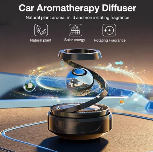 Solar Rotating Car Air Freshener – Refillable Dashboard Air Purifier, Stylish Autorotation Decoration for Car Interior, Eco-Friendly Fragrance Diffuser