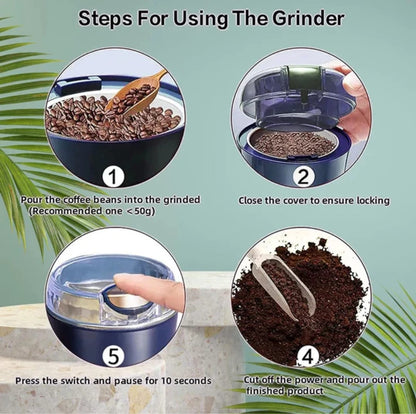 Portable Electric Coffee Grinder Stainles Steel Nuts Coffee Bean Grinding Machine Portable Kitchen Profession Ceramic Grinder Coffeeware