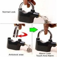 Alarm Security Lock With Motion Sensor And 3 Keys, Metallic Finish - Key Lock Cash on Delivery 🚚
