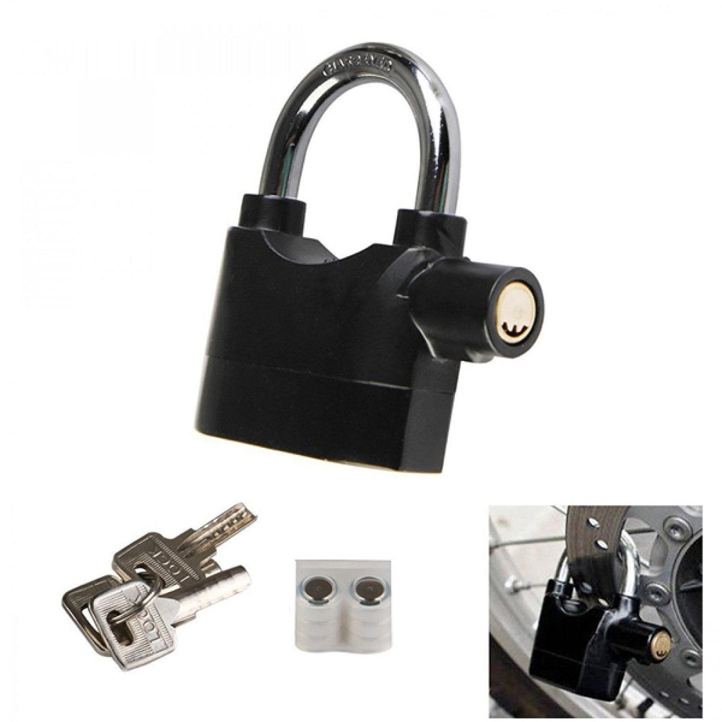 Alarm Security Lock With Motion Sensor And 3 Keys, Metallic Finish - Key Lock Cash on Delivery 🚚